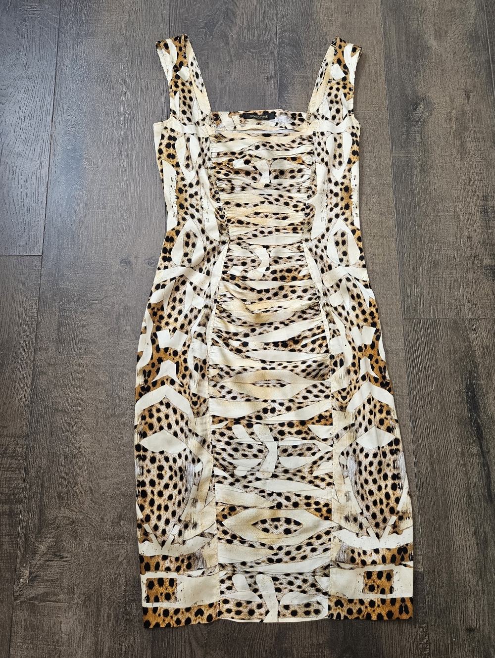 ROBERTO CAVALLI Y2K  Leopard Print Silk  Cocktail DRESS